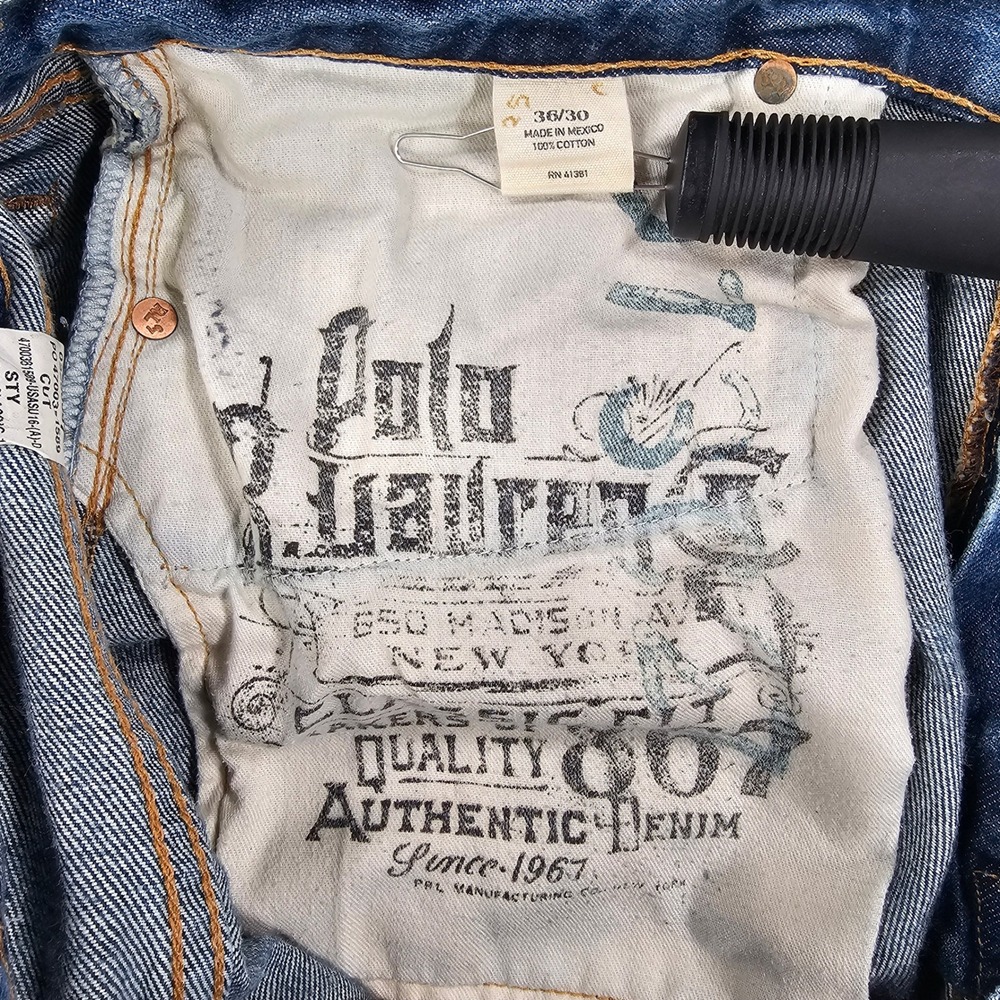 Polo Ralph Lauren Classic 867 Stratford Jeans Men 36x30 Straight Blue RL Logo - Picture 7 of 14